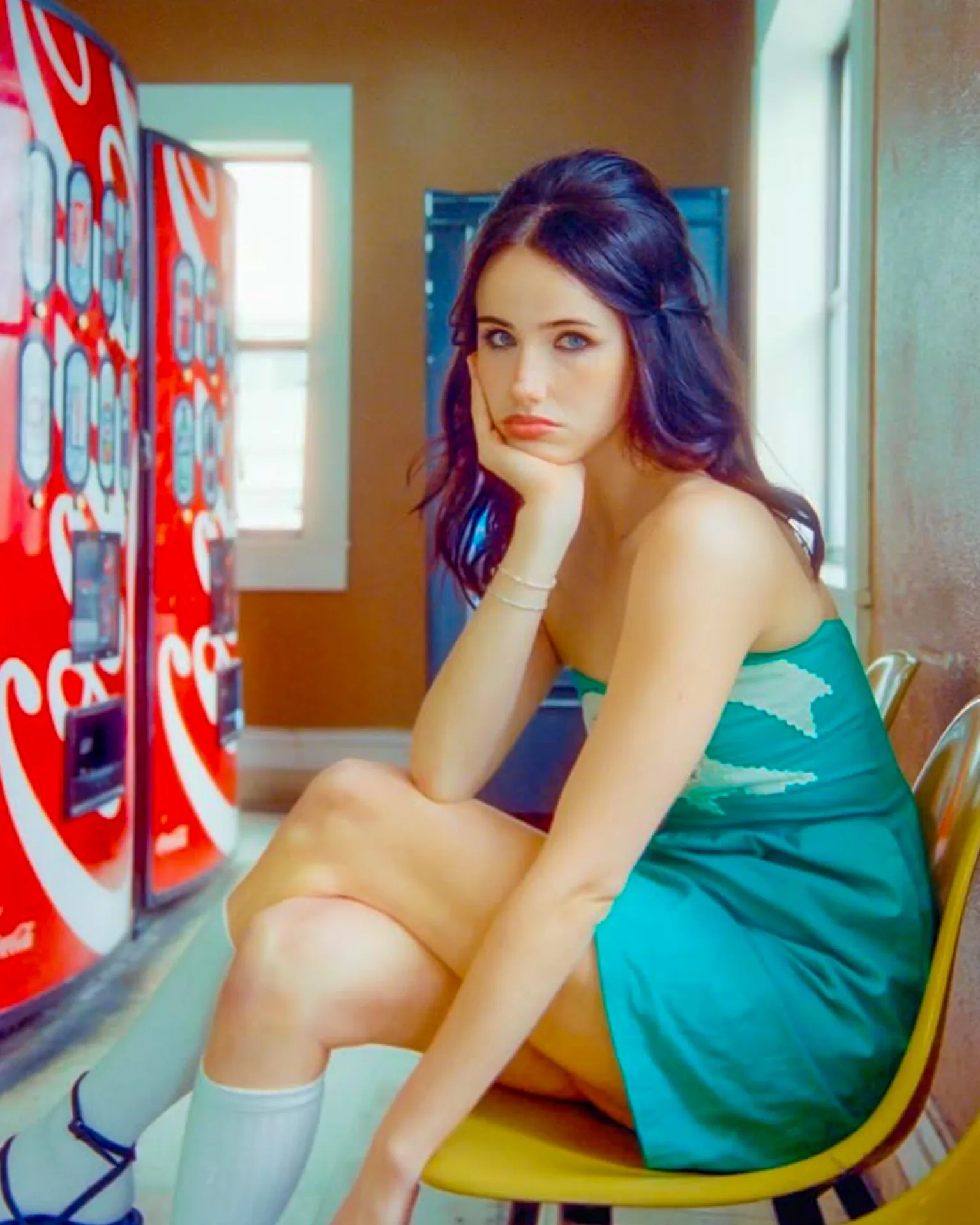 Coca-Cola inspired editorial portrait with saturated CineStill film tones